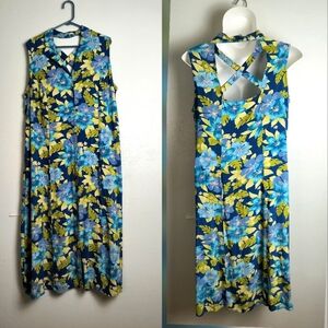 Sundress 1X Keyhole Navy Blue Floral Sleeveless